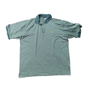 Vintage Masters Shirt Mens XL Golf Polo Clubhouse Collection Green Stripe Italy